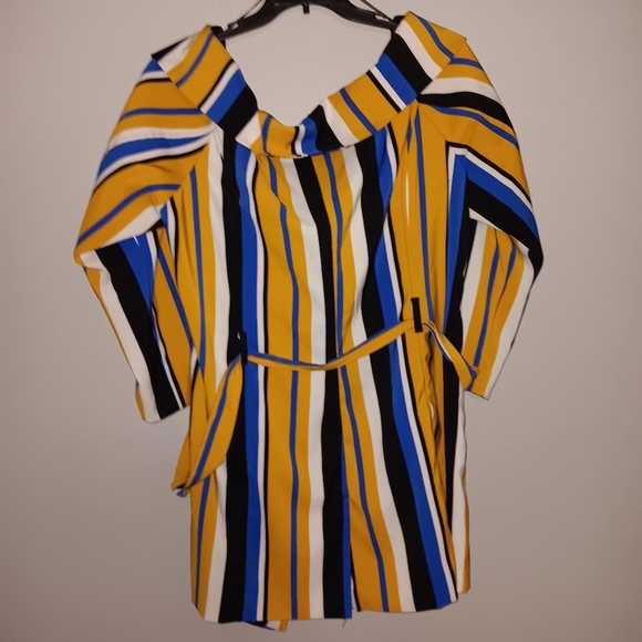 Ashley stewart women's stripped blazer dress size 24 yellow and blue - Picture 4 of 6